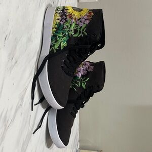 NOBULL Black High-Top Sneakers with Floral Embroidery